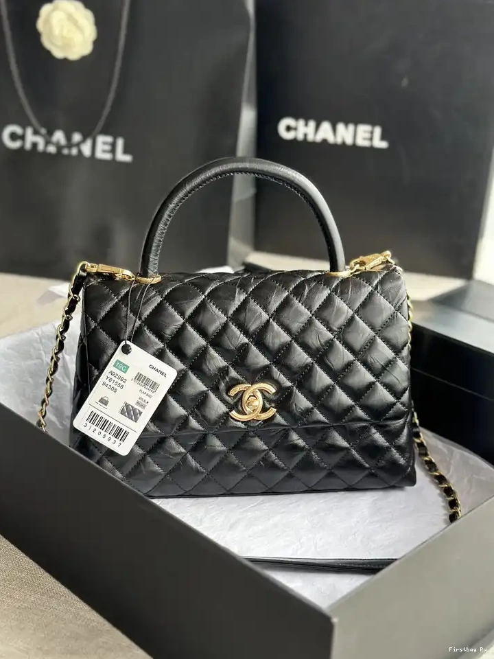 First Bag Ru BAG CHANEL LARGE FLAP HANDLE WITH TOP 0628